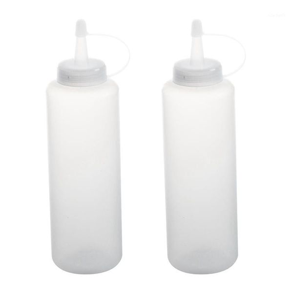 

storage bottles & jars 2pcs plastic squeeze bottle condiment dispenser ketchup mustard sauce clear white 13oz 8oz