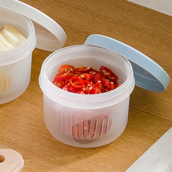 

storage bottles & jars 500ml kitchen refrigerator box ginger garlic green onion double-layer drain-sealed fresh organizer