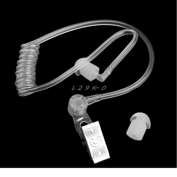 

replacement transparent coil acoustic air tube earplug with metal clip for two-way radio walkie talkie earpiece jllxdc