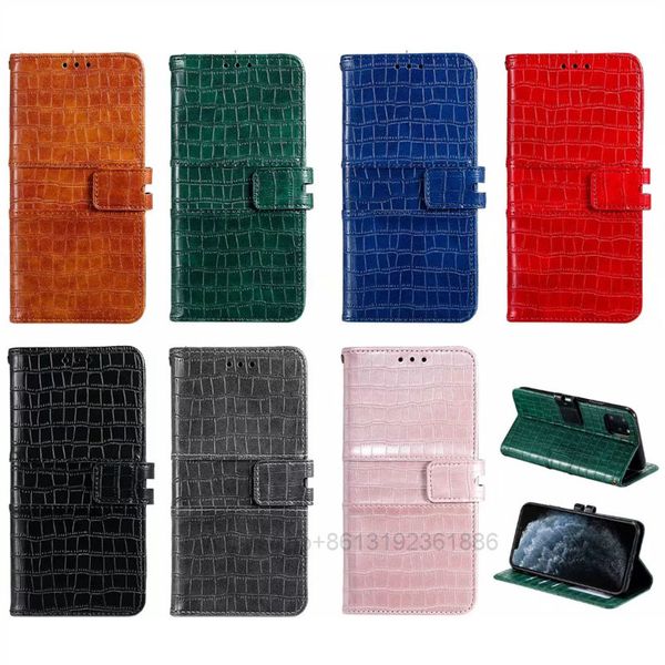 Krokodilleder-Geldbörsenhüllen für iPhone 13 Mini 12 11 Pro XS MAX XR X 8 7 6 Hybrid Bling Snake Holder ID Card Slot Croco Hit Color Flip