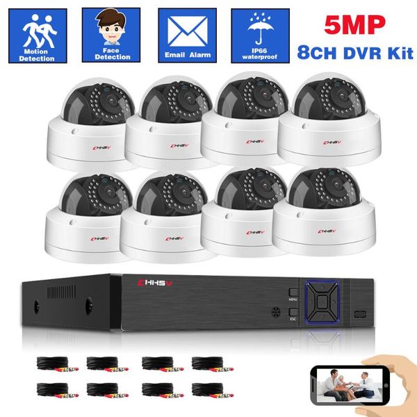 

wireless camera kits h.265 8ch ahd dvr system hd 5mp 1/3'' sony ip66 vandalproof in/outdoor security kit video surveillance set 2t