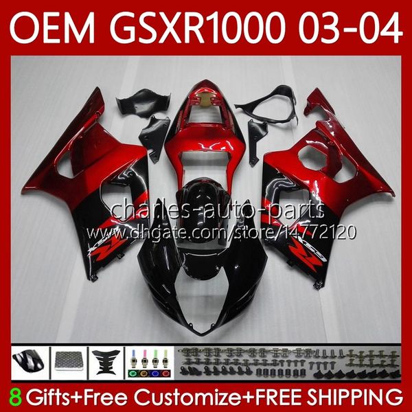 Bodys de Molde de Injeção para Suzuki GSXR-1000 K3 GSX R1000 GSXR 1000 CC Vinho Vermelho 2003-2004 Bodywork 67No.8 1000CC GSXR1000 K3 03 04 GSX-R1000 2003 2004 Kit de Feira do OEM