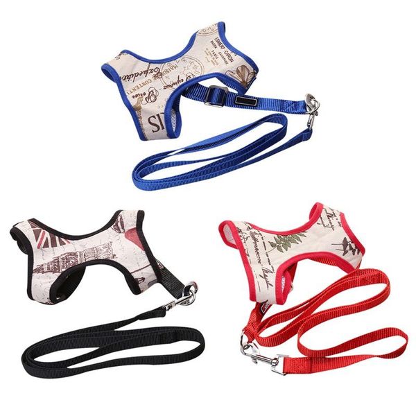 

dog collars & leashes pet cat harness leash adjustable vest collar breathable comfortable chest strap secure traction rope