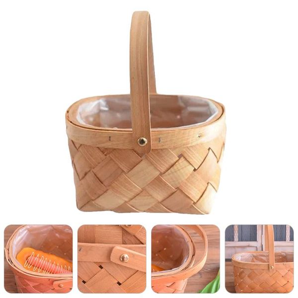 

storage baskets 1 pc wooden handle basket practical flower bamboo woven