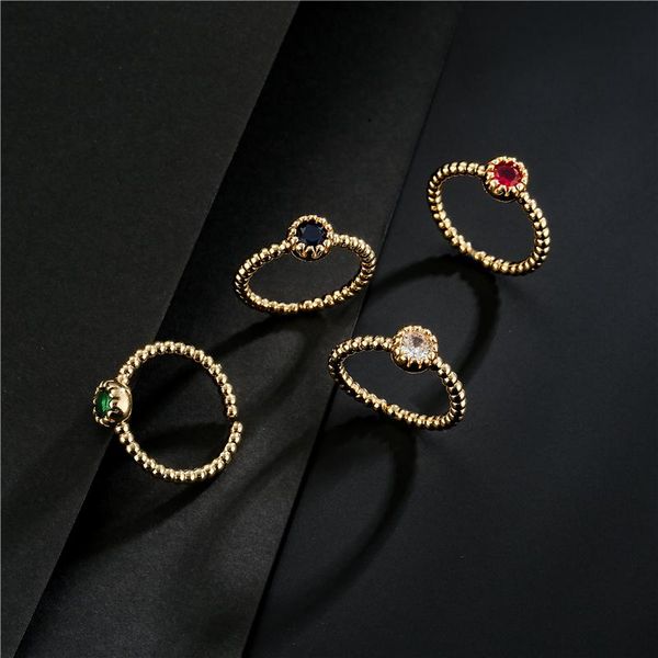 

cluster rings 2021 fashion gold color copper wedding ring for women vintage boho style cubic zirconia finger female accessories, Golden;silver