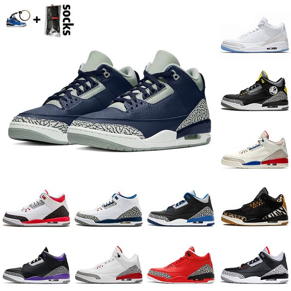 

wholesale 2021 jumpman iii midnight navy mens designer basketball shoes black purple yellow cool grey unc mocha mnes trainer sports, White;red