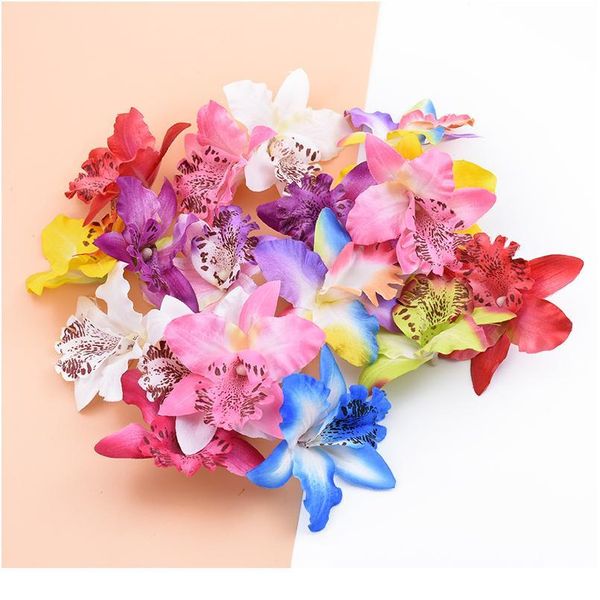 

6/10 pieces artificial flowers silk butterfly orchid home decoration accessories brooch diy christmas wreath fak jllacj