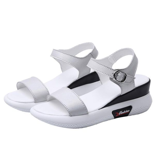 

dress shoes yshunij summer woman sandals platform comfort ladies leather wedge heel beach for women flipflop, Black