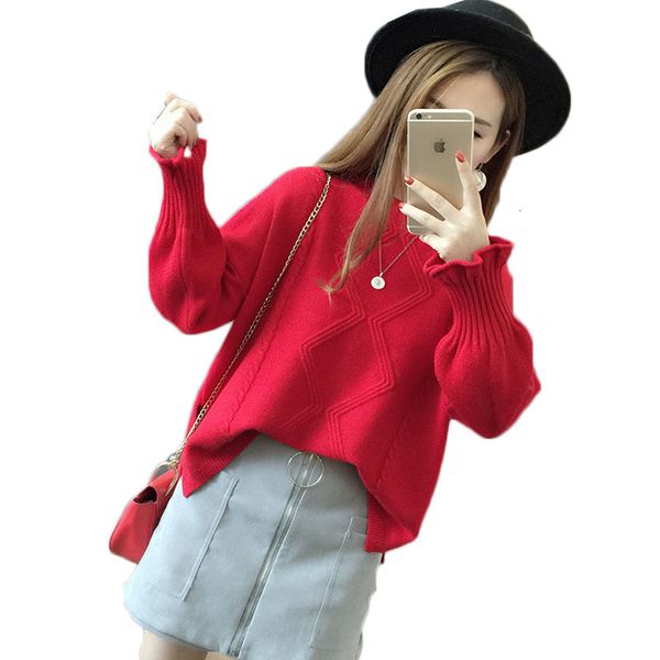 

2021 new fall/winter women's turtleneck sweater fashion lantern sleeve jumper pullover solid color thick warm knitted pullovers 421 chc, White;black