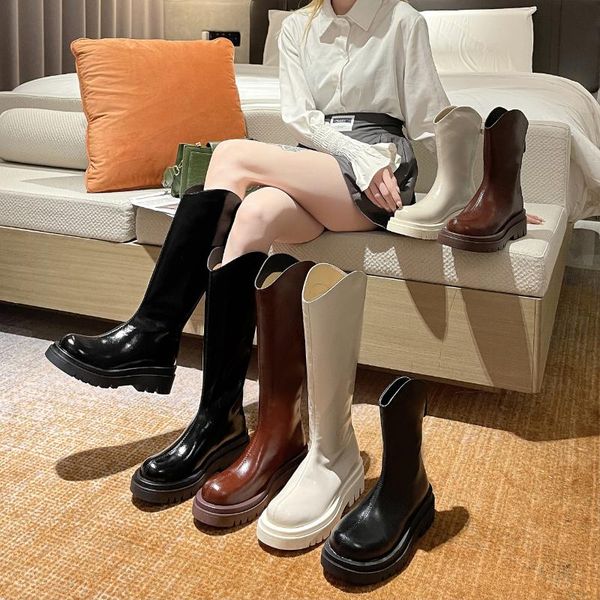 

boots women's thick-soled thick-heeled fashion knight, Black
