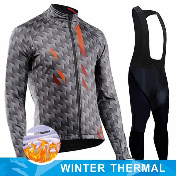

racing sets 2022 pro team winter thermal fleece cycling clothes men long sleeve jersey suit outdoor riding bike mtb clothing bib pants set, Black;blue
