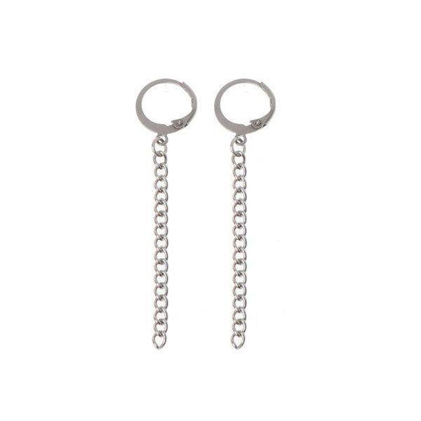 

dangle & chandelier 5 pairs titanium steel hip hop kpop boys tassel earrings korean jewelry e56a, Silver