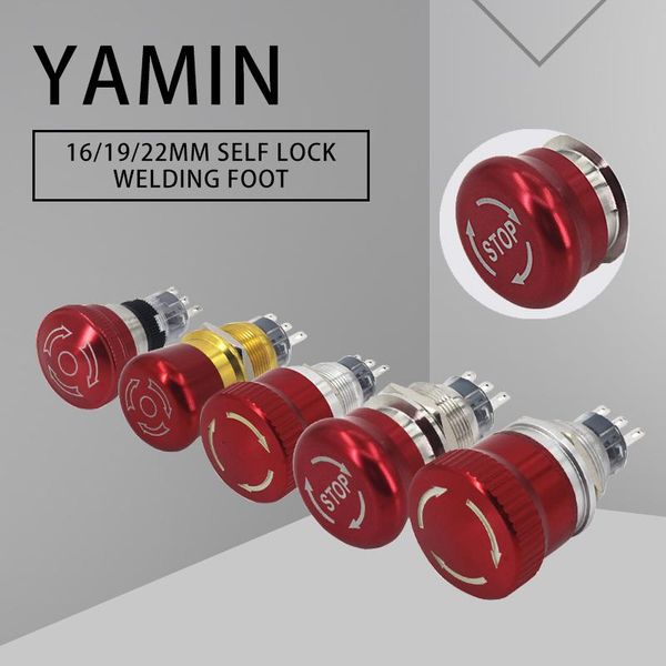 

smart home control 16/19/22mm metal emergency spush button switch 3 pins stainless steel red mushroom head self-lock latching type