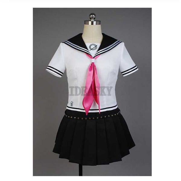 Danganronpa Ibuki Mioda Wig Cosplay Costume Outfit Vestido Sailor Uniforme Carnival Party Halloween Para As Mulheres Meninas Sapatos Y0913