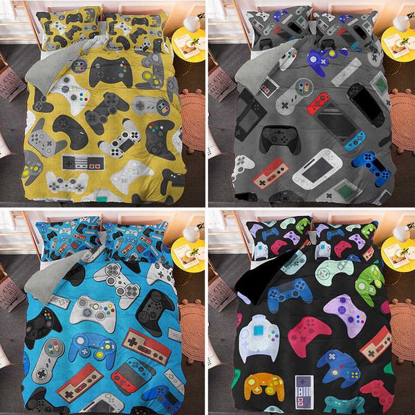 Boys Gamer Lovers Bearding Set Мультфильм Игра Роскошная одеяла Cover Cover King Queen двуспальная кровать охватывает домашний текстиль 210615