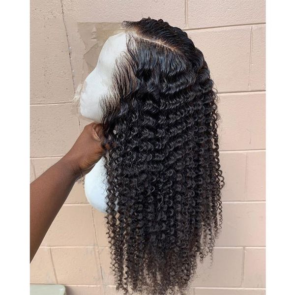 

lace wigs 180% high density kinky curly 99j color 13*6 front human hair remy pre-plucked, Black;brown