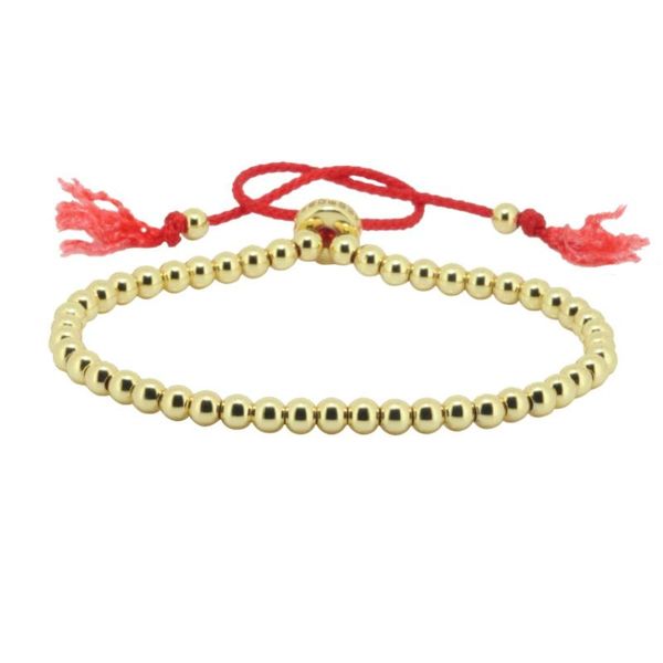 

charm bracelets 2021 summer simple design women girl jewelry macrame bracelet 4mm beads red rope pulseras mujer gift, Golden;silver