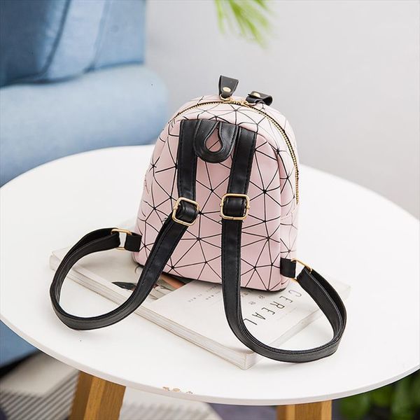 

women backpack diamond lattice pu leather mini fashion female school bags girl daily geometry travel bag