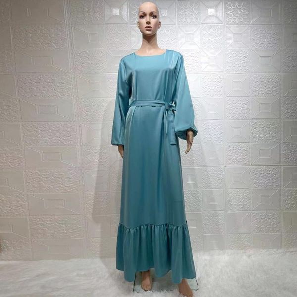 

ethnic clothing women plain hijab dress loose satin long lantern sleeve muslim fashion abaya gown dubai turkey islam arab modest outfits caf, Red