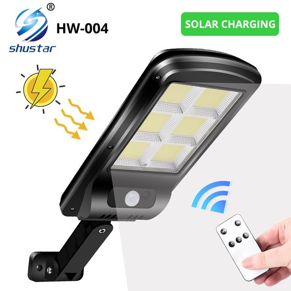 Leistungsstarke Outdoor-Solarlampe Wall Street Light mit IR-Bewegungssensor IP65 wasserdicht mit Fernbedienung 450 Quadratmeter