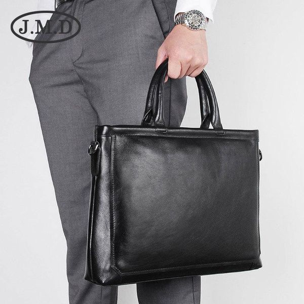 

briefcases j.m.d 100% genuine leather men's handbag portfolio male bag full grain natural black laptop