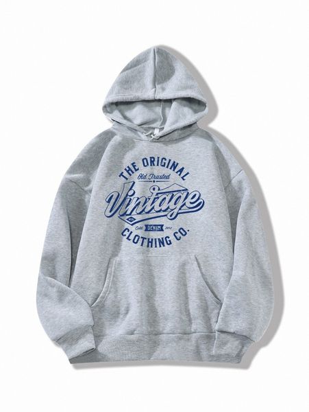 

slogan graphic kangaroo pocket thermal lined hoodie 78a5#, White;black