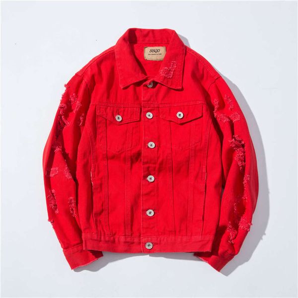 

autumn and winter new hole men's casual denim jacket large fashion collar coat, Black;brown