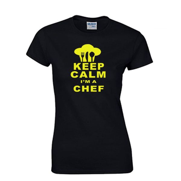 

women's t-shirt 2021 keep calm i' a chef - cook restaurant kitchen funny printed womenwomenshirt gift asual womenwomen, White