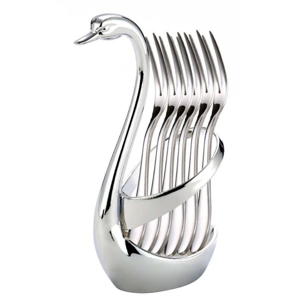 

flatware sets swan base dinnerware set forks and spoons holder for fruit dessert flatware(type b)
