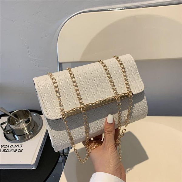 

evening bags 2021 candy color female bag messenger chain large capacity one-shoulder portable woven linen pattern