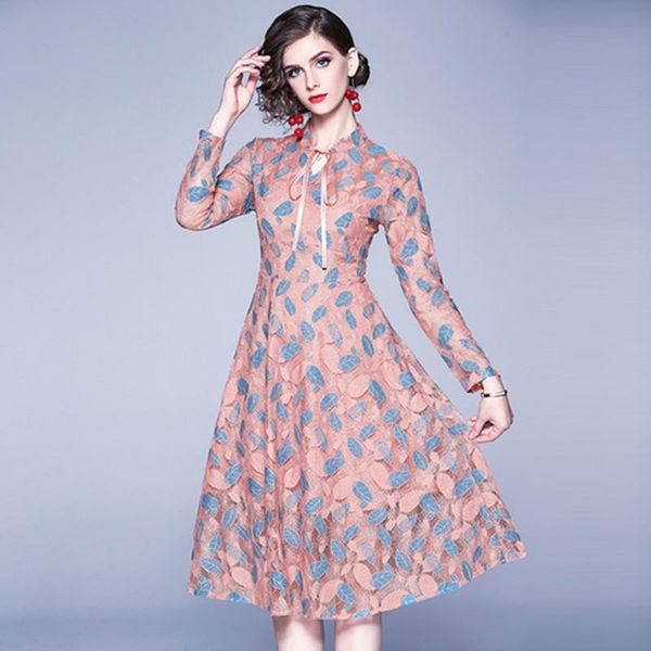 

casual dresses europe america 2021 autumn pattern women's lace dress fashion frenulum slim splicing vestidos, Black;gray