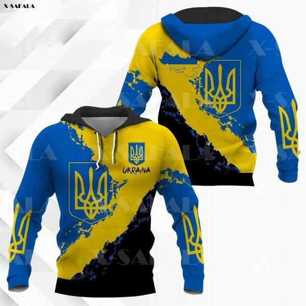

men's hoodies & sweatshirts ukraine flag coat of arms limited edition 3d print zipper hoodie man female pullover sweatshirt hooded jack, Black