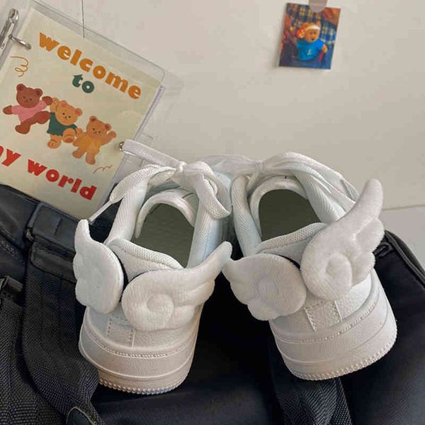 

dress shoes kawaii asas retalhos tÃªnis femininos outono anjo zapatillas mujer mulher branca vulcanizar sapatos casuais senhoras calÃ§ados ayy, Black