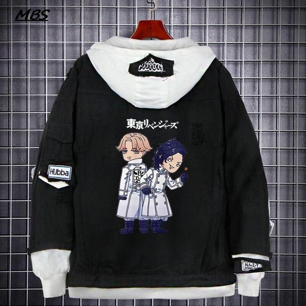 

men's jackets 2021 anime tokyo revengers denim hoodies fashion men women spring autumn jacket cartoon harajuku jeans, Black;brown