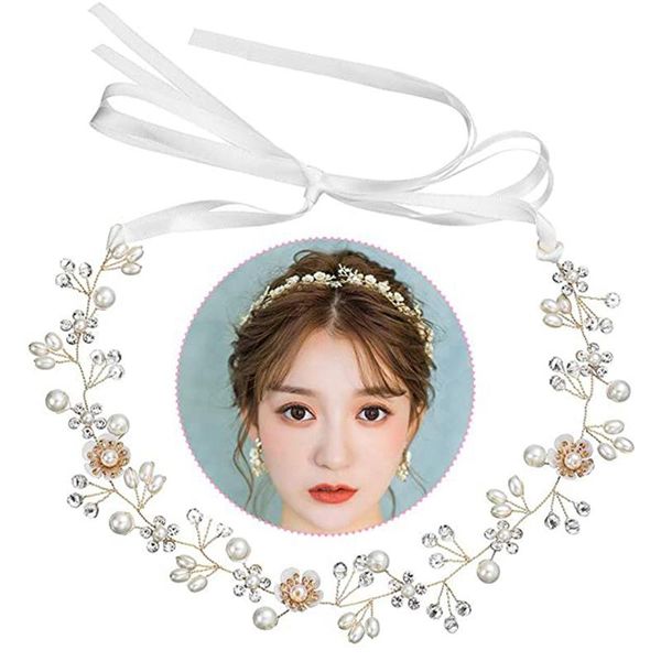 

hair clips & barrettes 2021 women flower headband with ribbon wreath wedding party ladies girls garlands floral crown hairband, Golden;silver