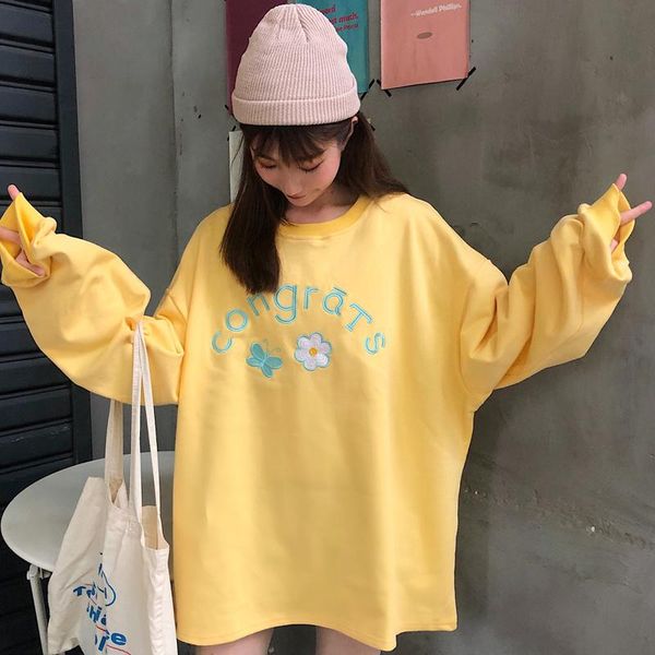 

women's hoodies & sweatshirts waitmore mid-length hoodie female 2021 korean-style loose bf idle style thin student early autumn coat, Black