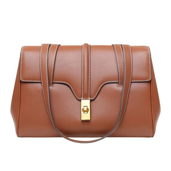 

evening bags brand designer long handle tote bag large cowhide leather women shoulder brown green female handbag high quality