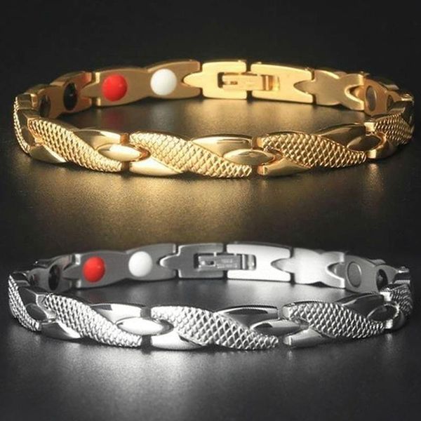 

charm bracelets twisted dragon pattern healthy care magnetic magnet bracelet for women power therapy magnets bangles men, Golden;silver