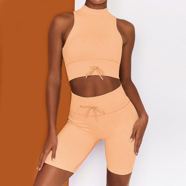 

yoga outfit seamless woman autumn clothes workout set turtleneck neck crop vest shorts female pants roupas femininas com frete gratis