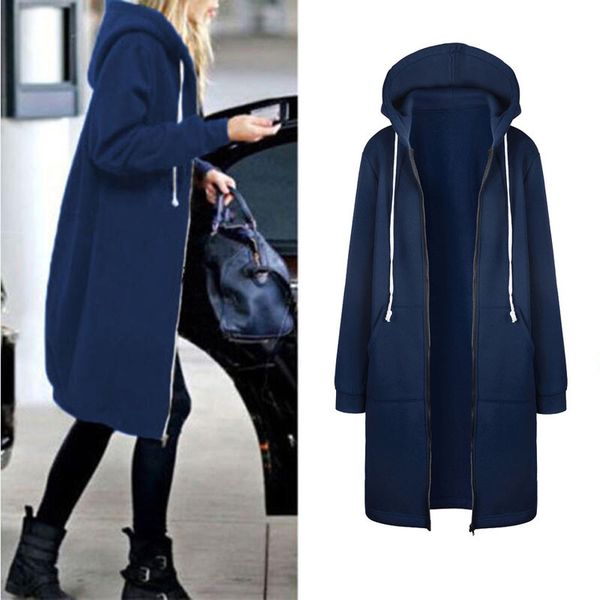 

women warm winter fleece hooded parka jas long jacket ripper exit female hoodies s-5xl plus size sweatshirt, Black;brown