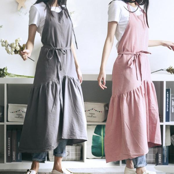 

aprons florist working apron coffee shop cotton linen restaurant cooking bbq kitchen for women baking accessories