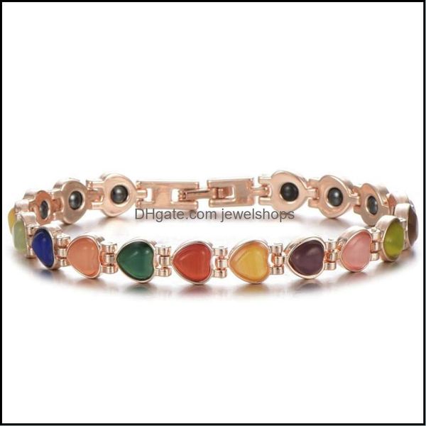 

beaded strands bracelets jewelry 2022 women health care magnet inlay chain bracelet golden heart cut opal tennis for sterilizing drop deliv, Black