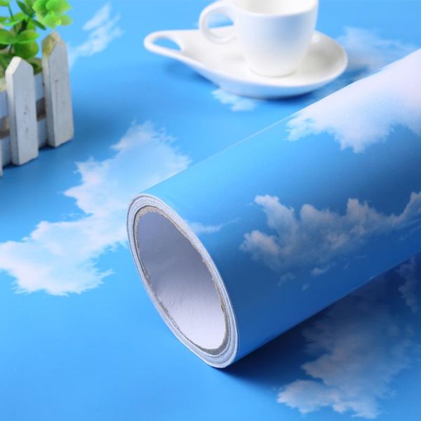 

wallpapers blue sky and white clouds thickened pvc self-adhesive wallpaper waterproof bedroom living room student dormitory sticker retro