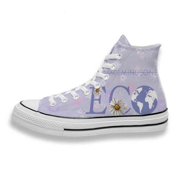 

custom printed eco purple daisy sneakers high mens womens running shoes skateboard diy trainers canvas casual shoe, Black