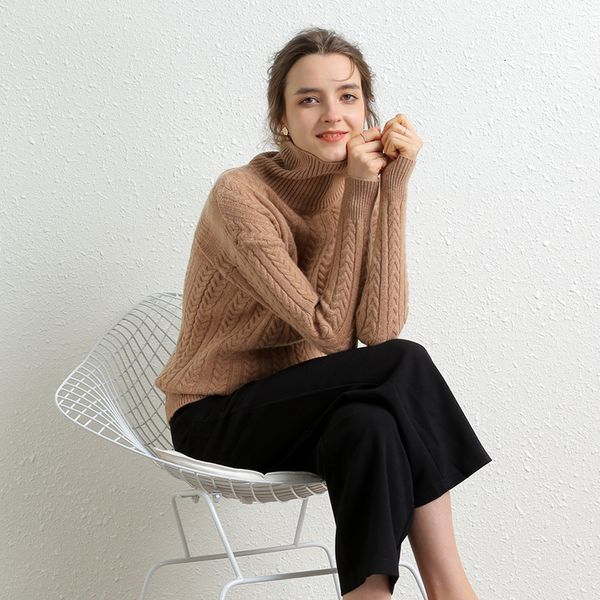 

2021 new 100% merino l cashmere feminina gola manga longa senhoras quentes de malha inverno jumper pulver do vintage ix2e, White;black