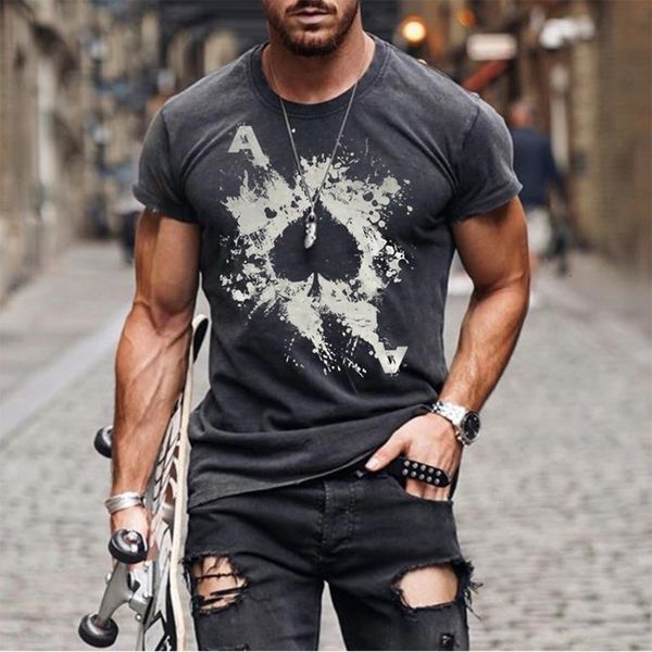 

cake summer 2021 new men's spade a print crew neck short sleeve t-shirt, White;black