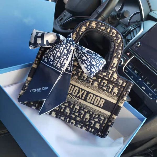 

luxury herme handbags storage 2021 spring summer new d family canvas embroidery open tote bag mini shopping