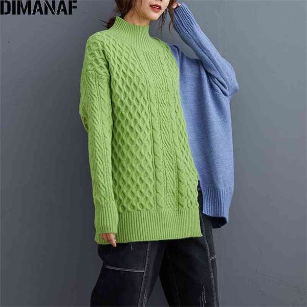 

plus size sweater winter autumn women thicken knitting turtleneck female lady basic pullover spliced clothes 210531, White;black