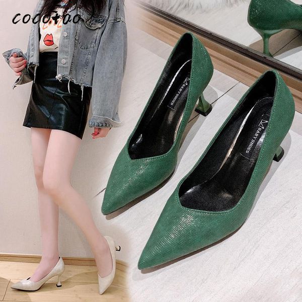 

dress shoes 2021 spring french girls high heels women's pointed toe with wild fashion professional single, Black