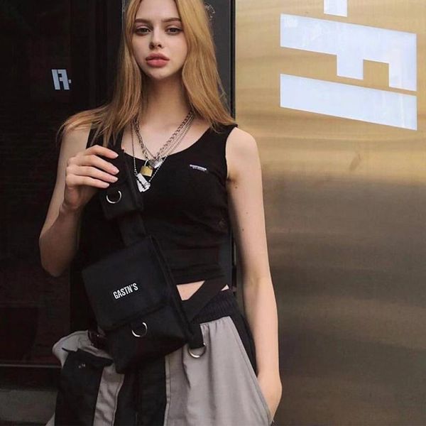 

waist bags streetwear vest bag for woman tactical chest rig hip hop trend canvas adjustable functional unisex